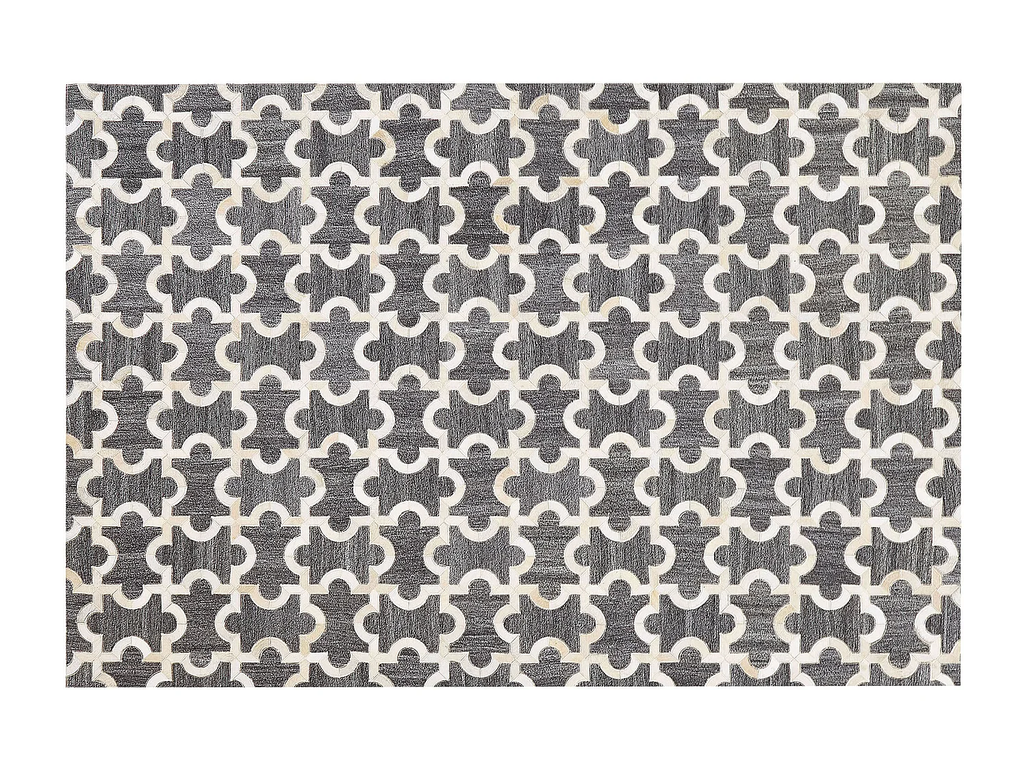 Dekorativer Lederteppich Patchwork Muster 140x200 cm grau/beige Yedisu
