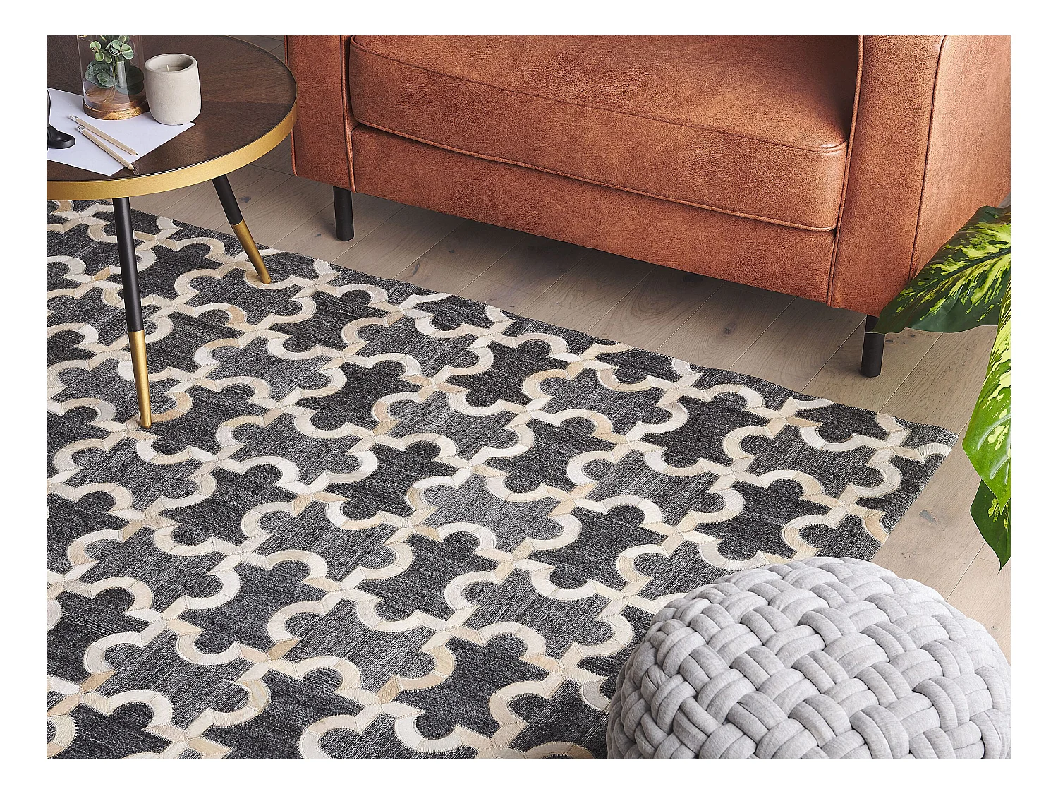 Tapis YEDISU Gris foncé 140 x 200 cm Cuir