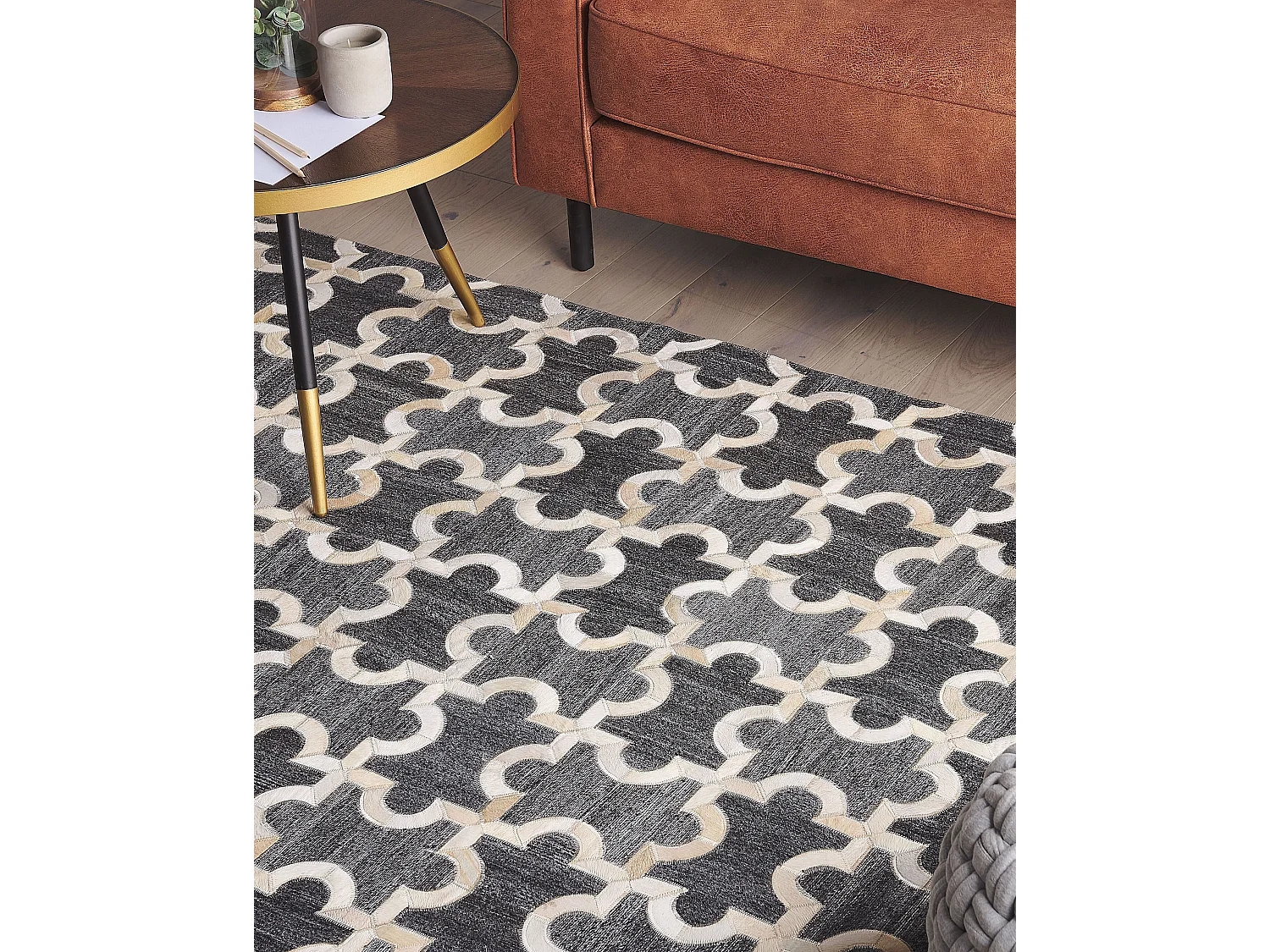 Tapis YEDISU Gris foncé 140 x 200 cm Cuir