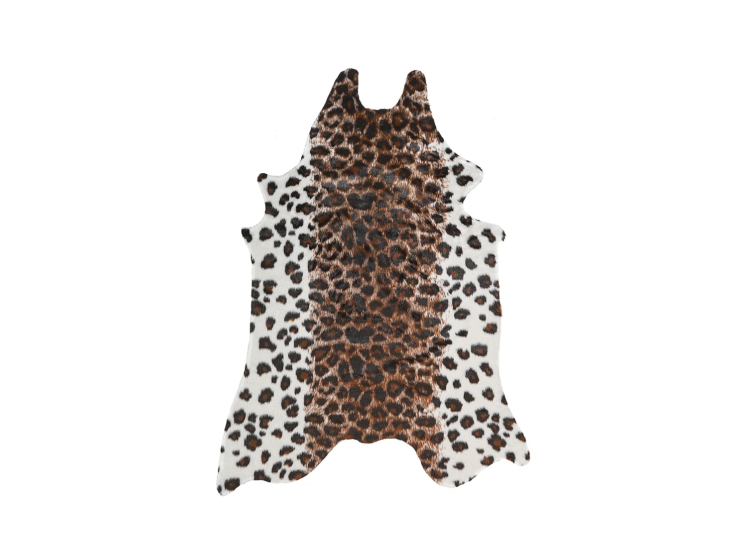 Kunstfell Teppich Leopardenmuster braun weiß Überwurf Fellform 130 x 170 cm Bogong