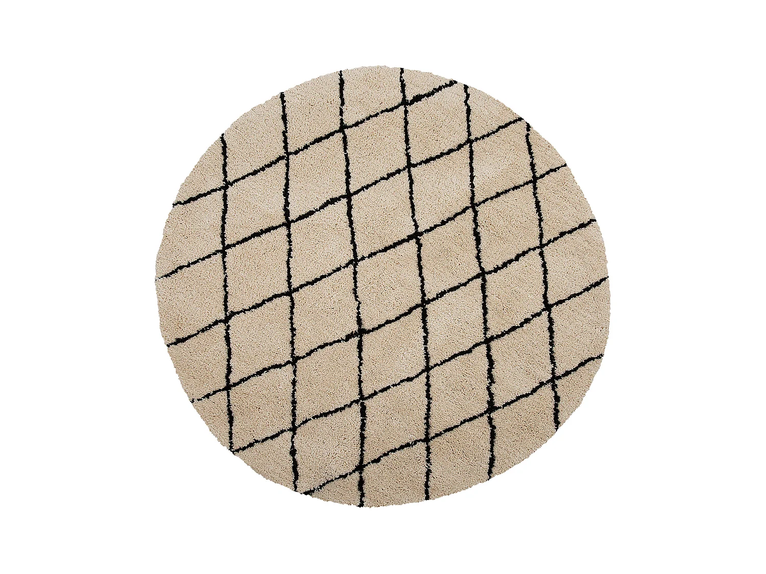 Vloerkleed polyester beige/zwart ø140 cm MIDYAT