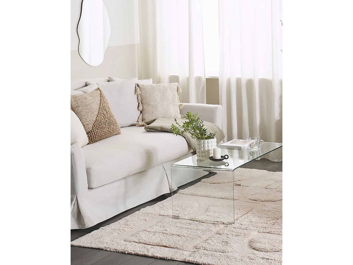 Moderner Teppich Baumwolle beige geometrisches Muster 160 x 230 cm weich Diyadin