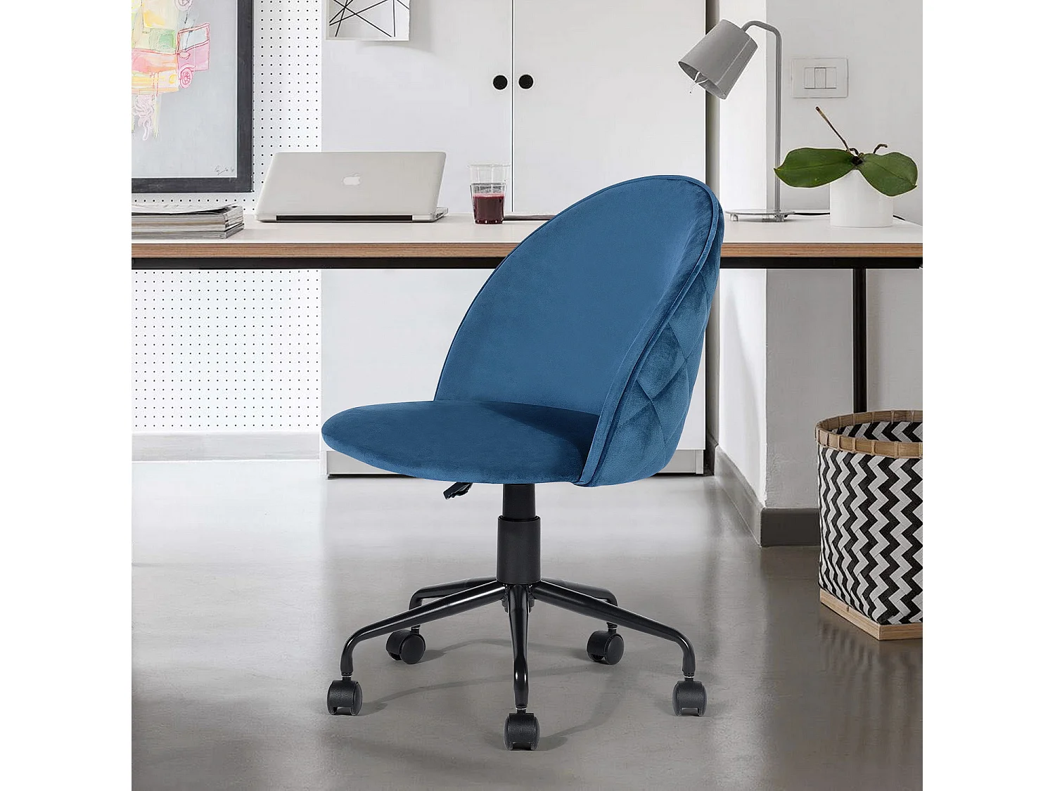 Chaise de bureau en velours réglable en hauteur