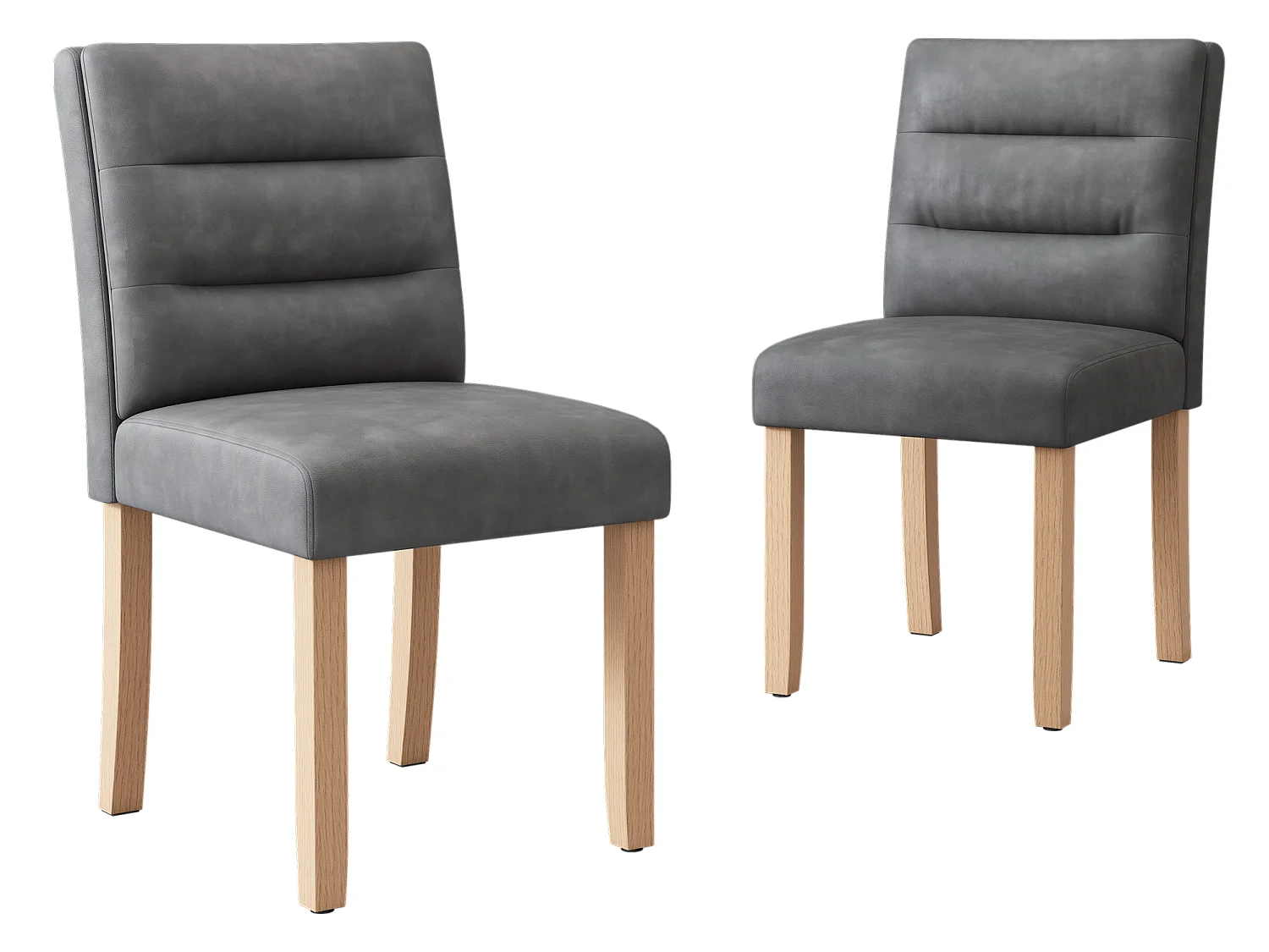 Chaise moderne en pu avec dossier en bois de chêne - lot de 2