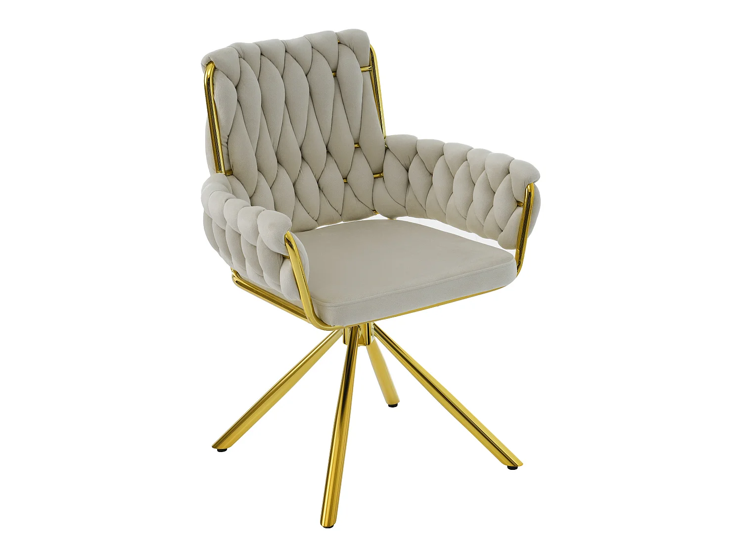 Ensemble de 4 chaises de salle à manger en velours, beige