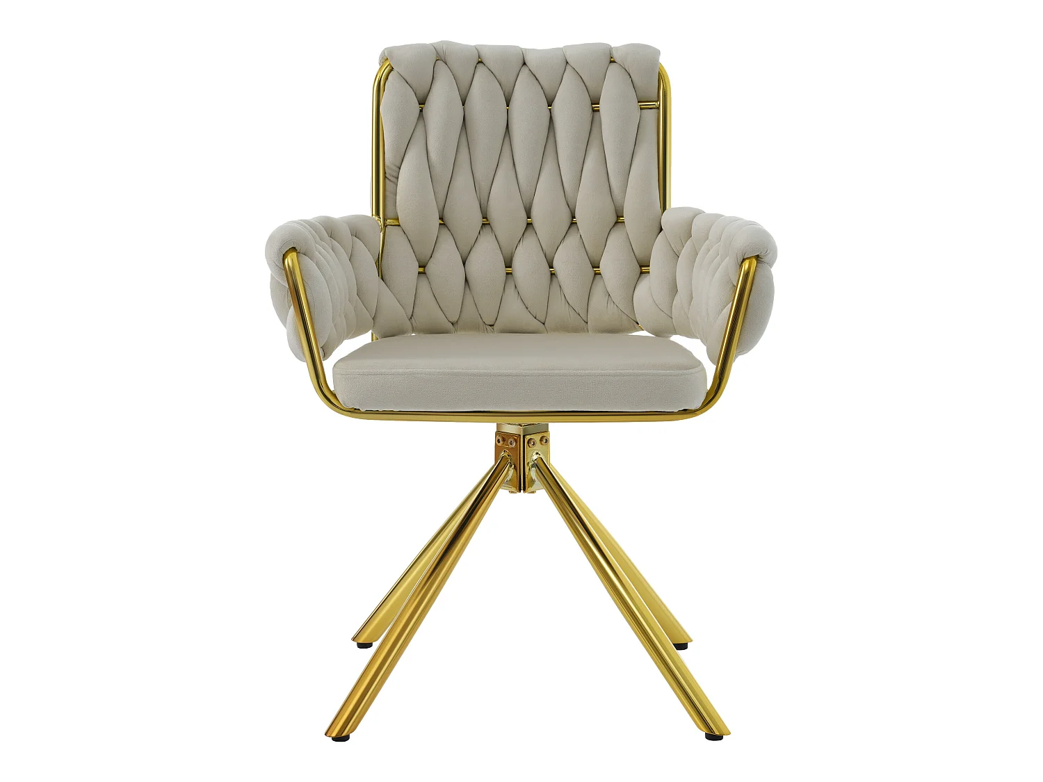 Ensemble de 4 chaises de salle à manger en velours, beige