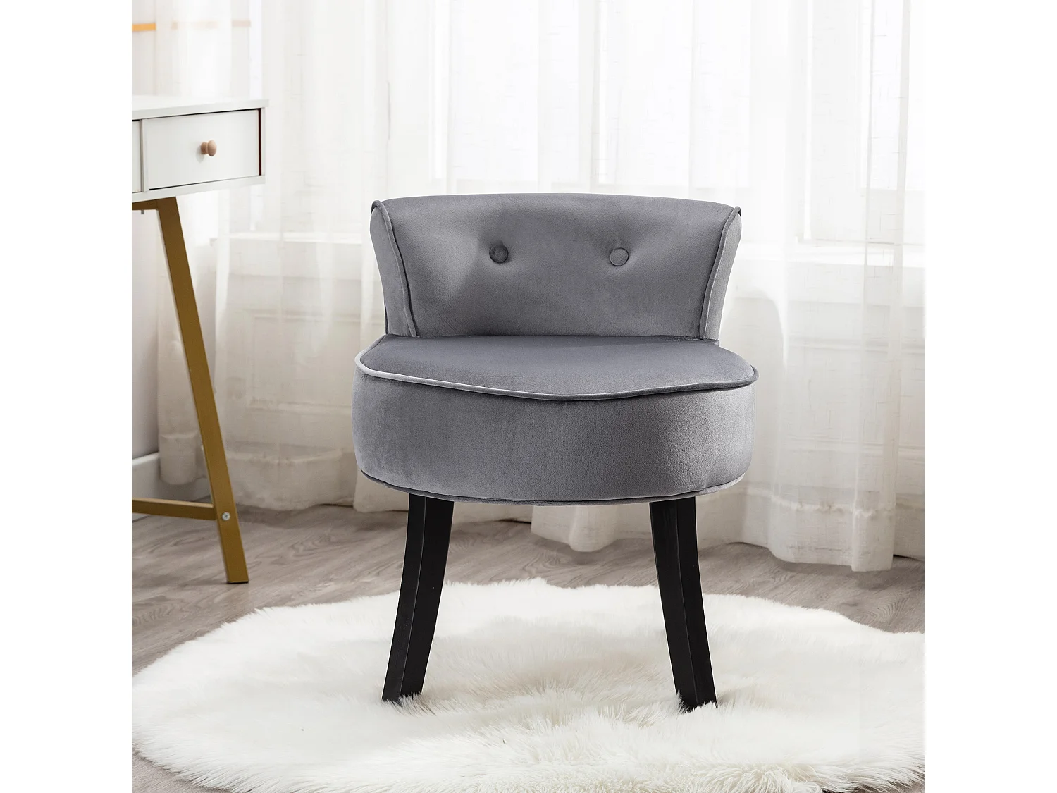 Chaise en velours pour chambre, chaise de coiffeuse avec pieds en chêne