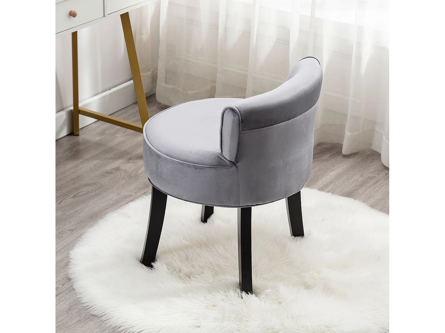 Chaise en velours pour chambre, chaise de coiffeuse avec pieds en chêne