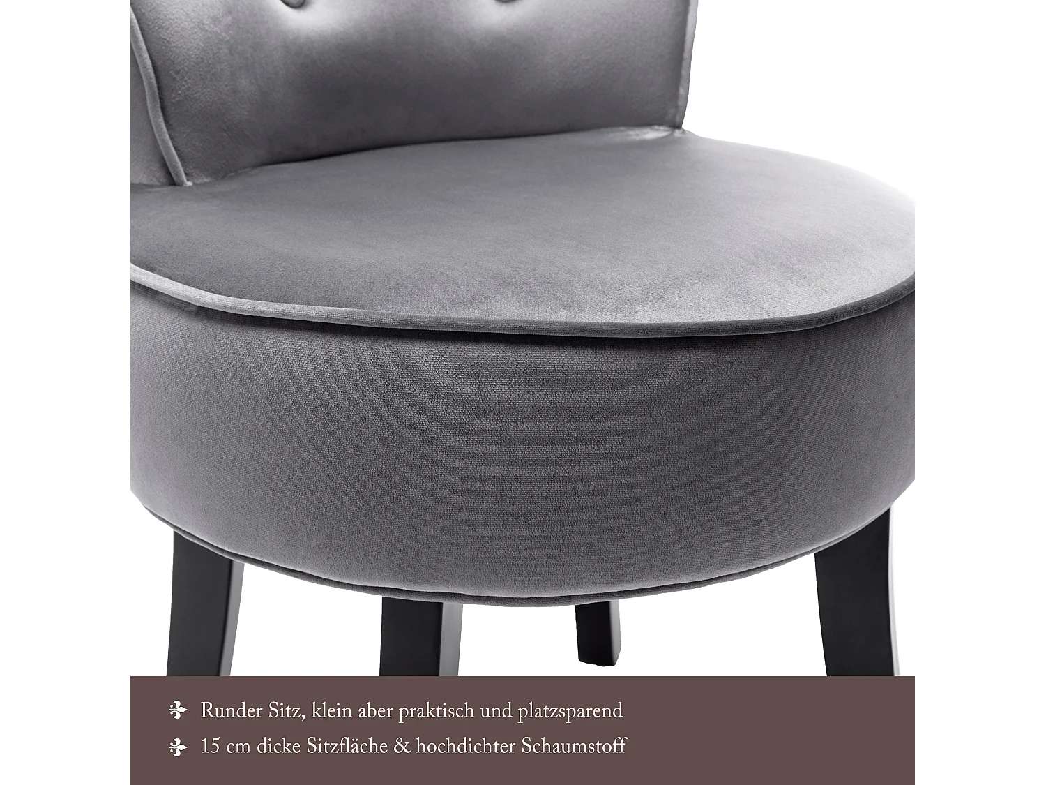 Chaise en velours pour chambre, chaise de coiffeuse avec pieds en chêne