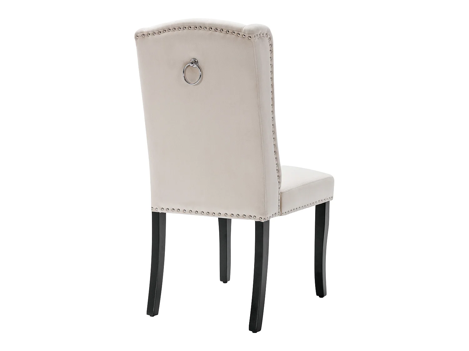 Set van 4 beige fluwelen eetkamerstoelen