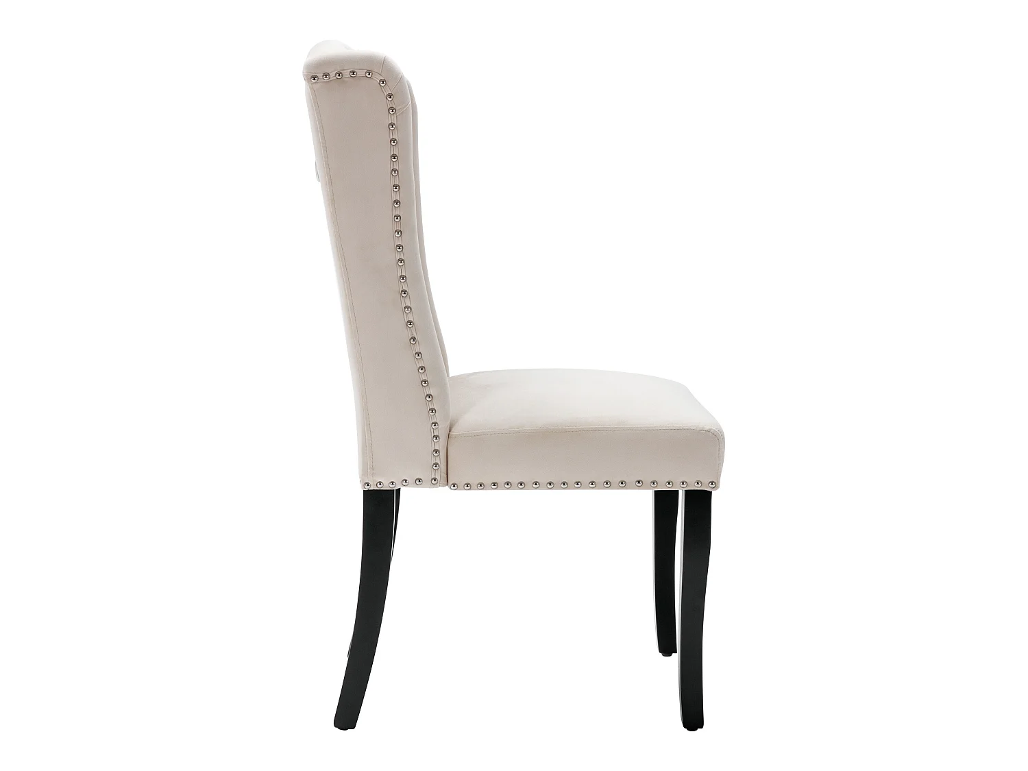 Set van 4 beige fluwelen eetkamerstoelen