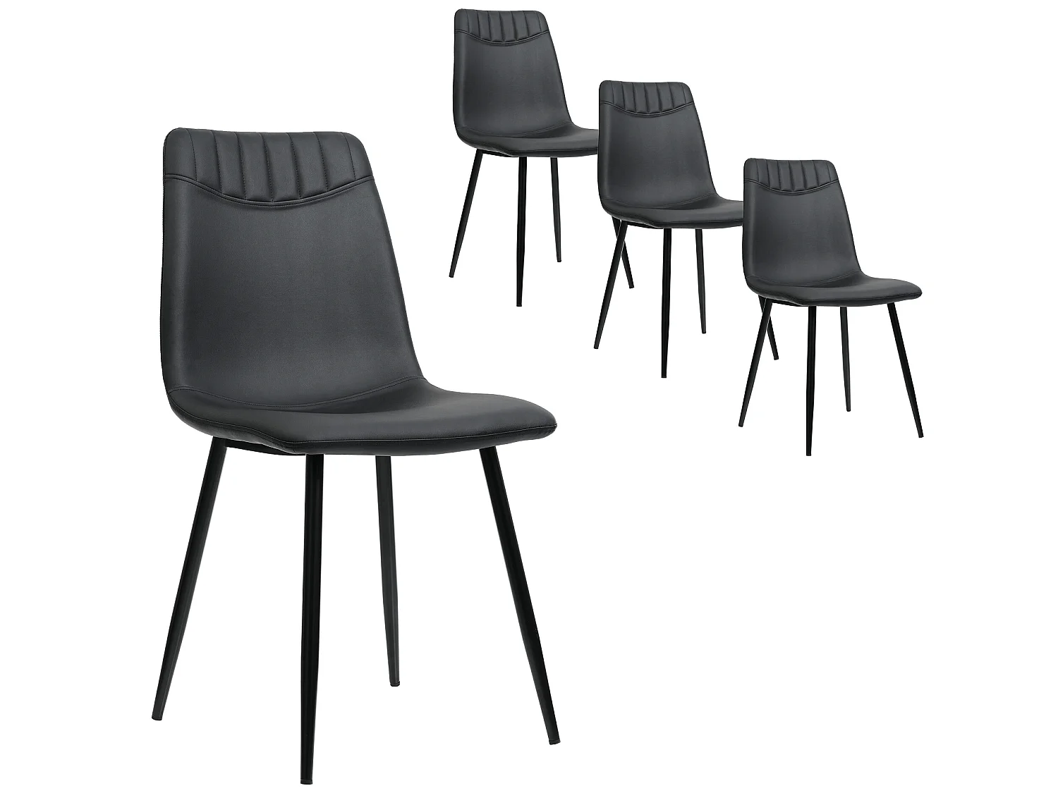 Lot de 4 chaises de salle à manger en cuir pu noir