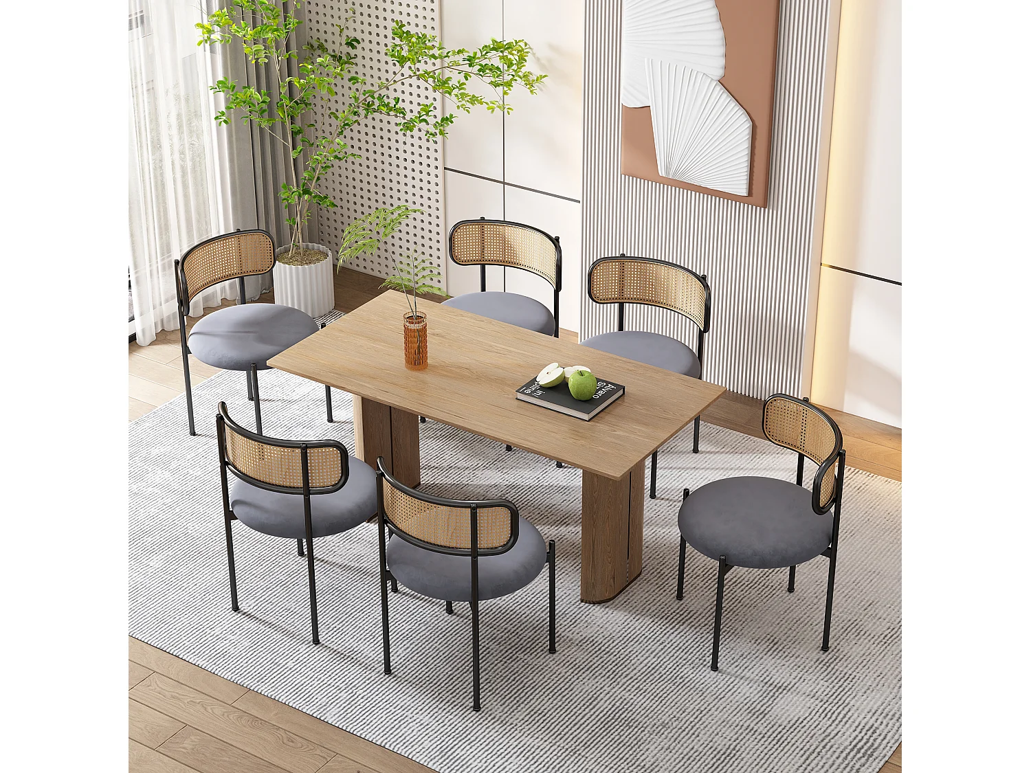 Chaise longue da pranzo in velluto con dossier rotondo in metallo ergonomica confortevole grigia