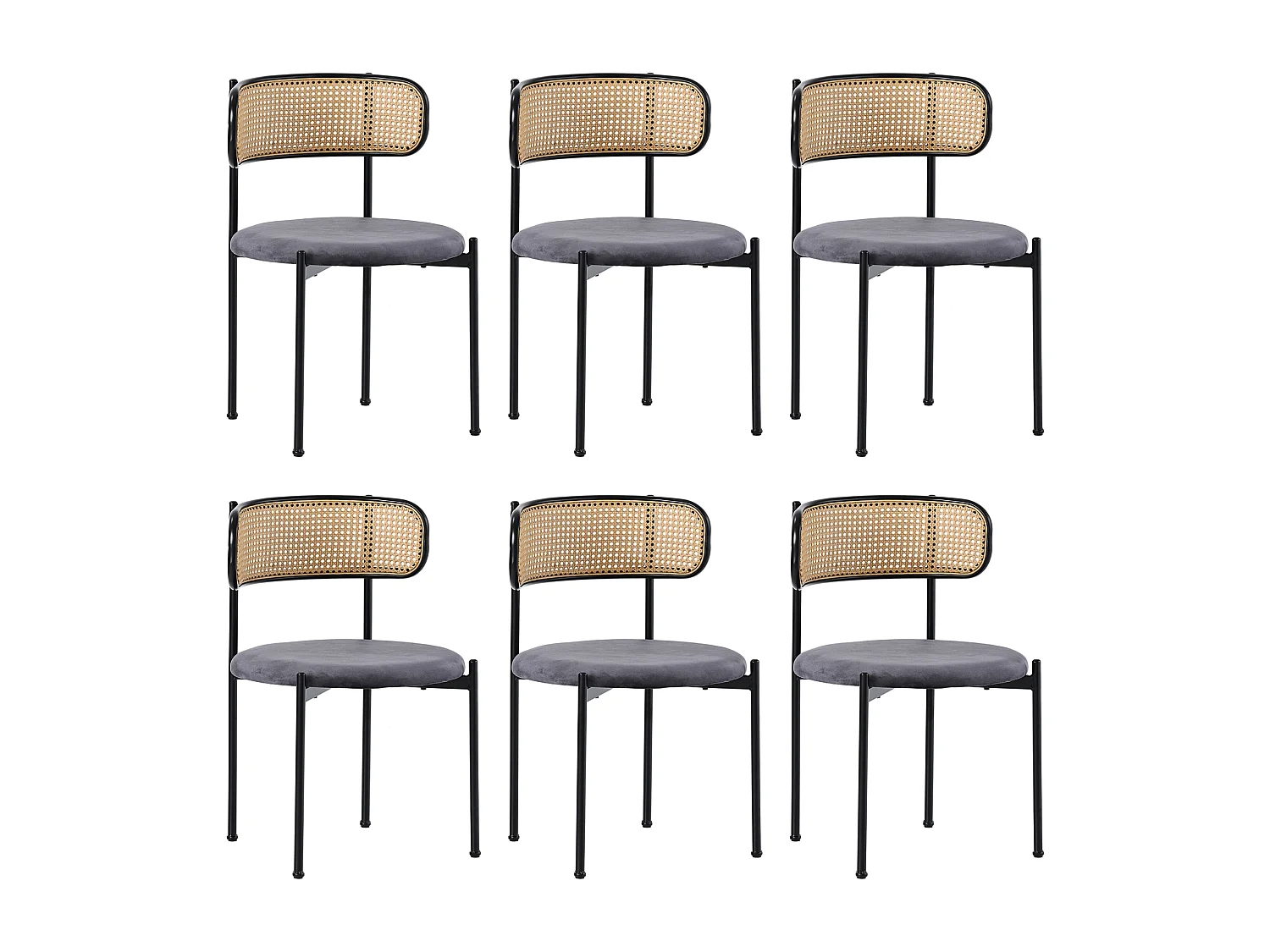 Chaise longue da pranzo in velluto con dossier rotondo in metallo ergonomica confortevole grigia