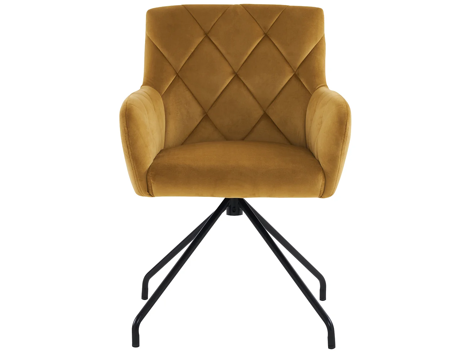 Ensemble de 6 chaises de salle à manger avec motif de losanges, fauteuil rembourré à 4 pattes en métal,  en éponge et en velours, jaune