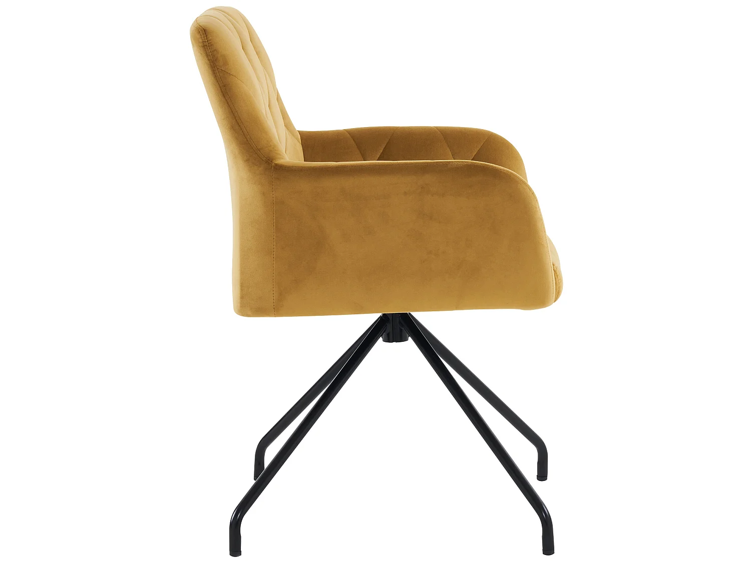 Ensemble de 6 chaises de salle à manger avec motif de losanges, fauteuil rembourré à 4 pattes en métal,  en éponge et en velours, jaune