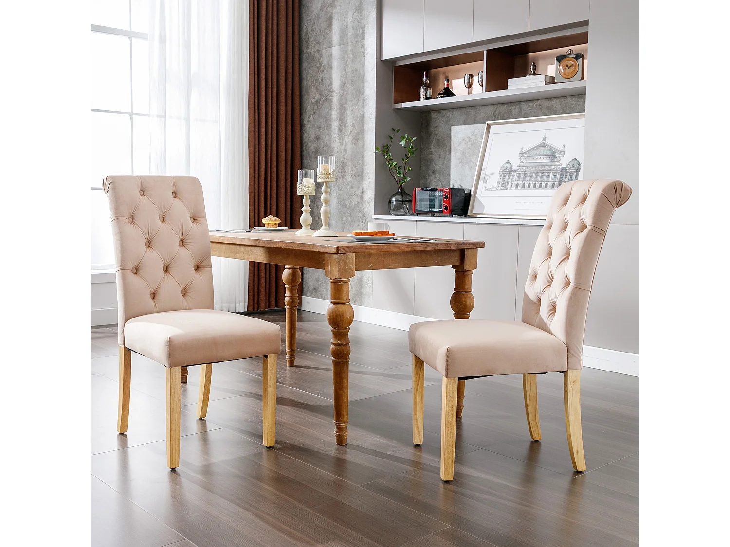 Ensemble de 4 chaises de salle à manger marron