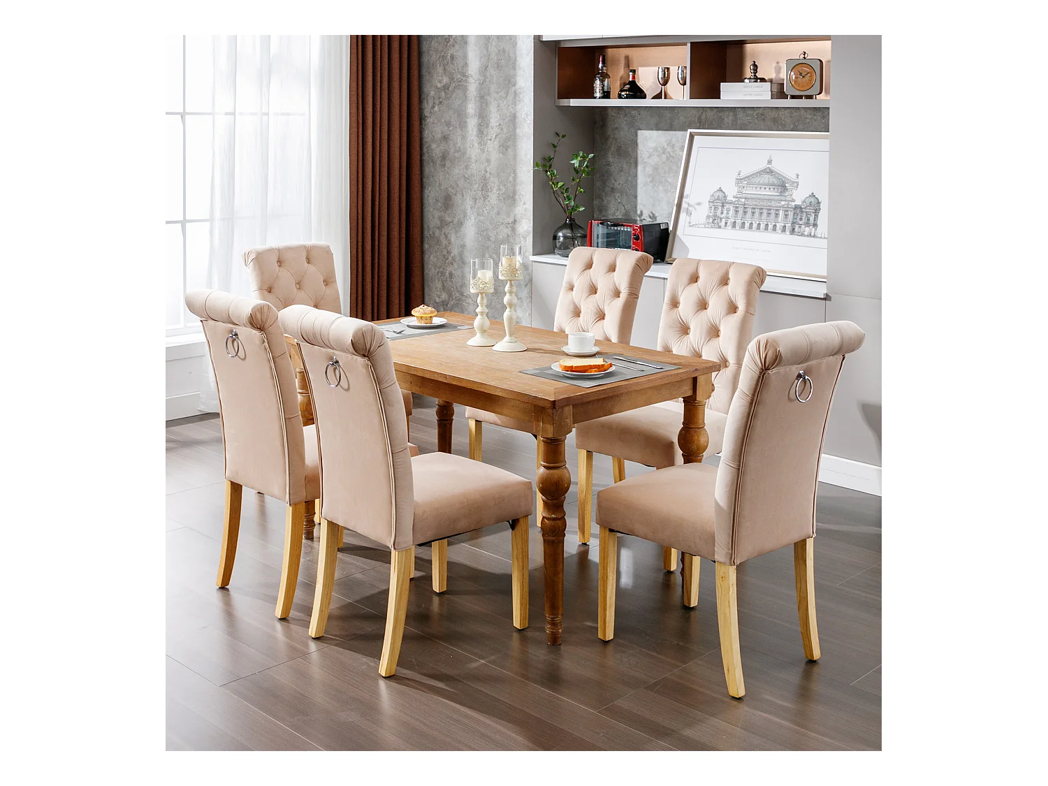 Set van 4 bruine eetkamerstoelen