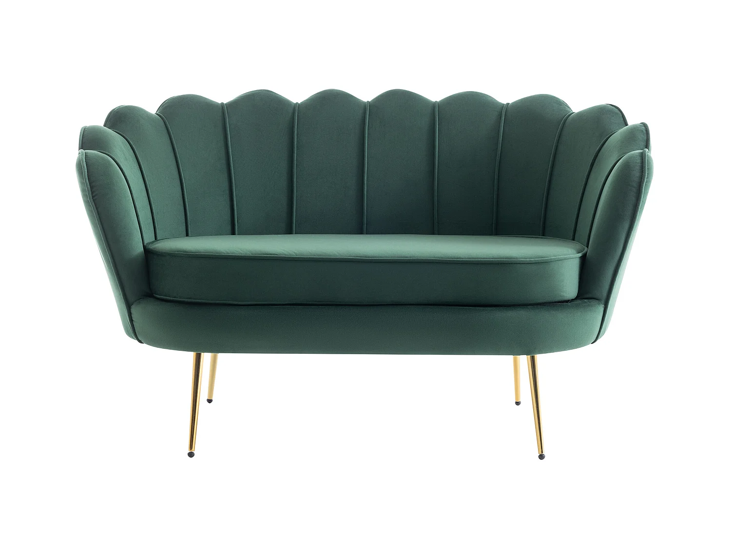 Canapé 2 places et fauteuil coquillage en velours vert sapin DANDELION de Pascal Morabito