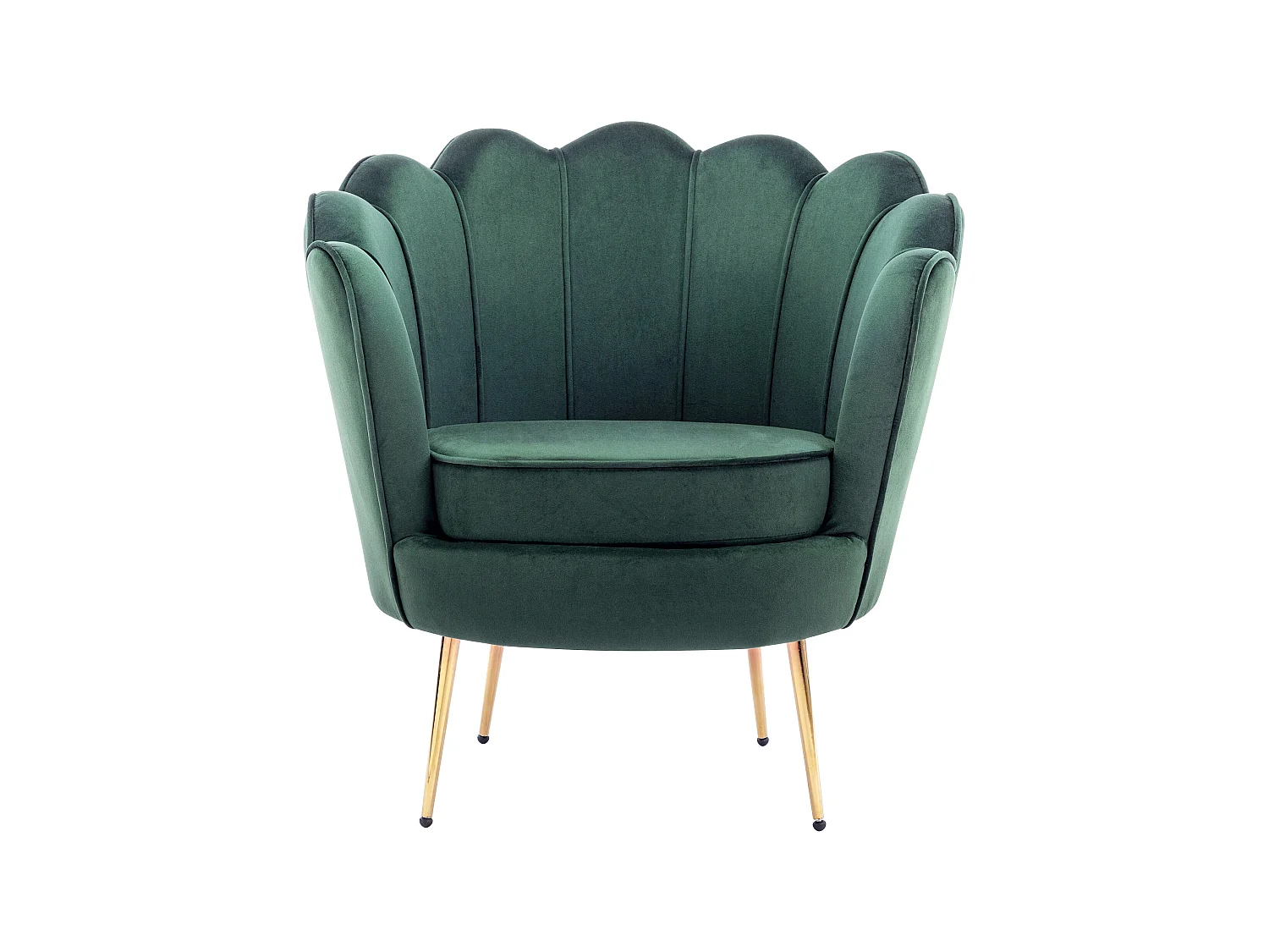 Canapé 2 places et fauteuil coquillage en velours vert sapin DANDELION de Pascal Morabito