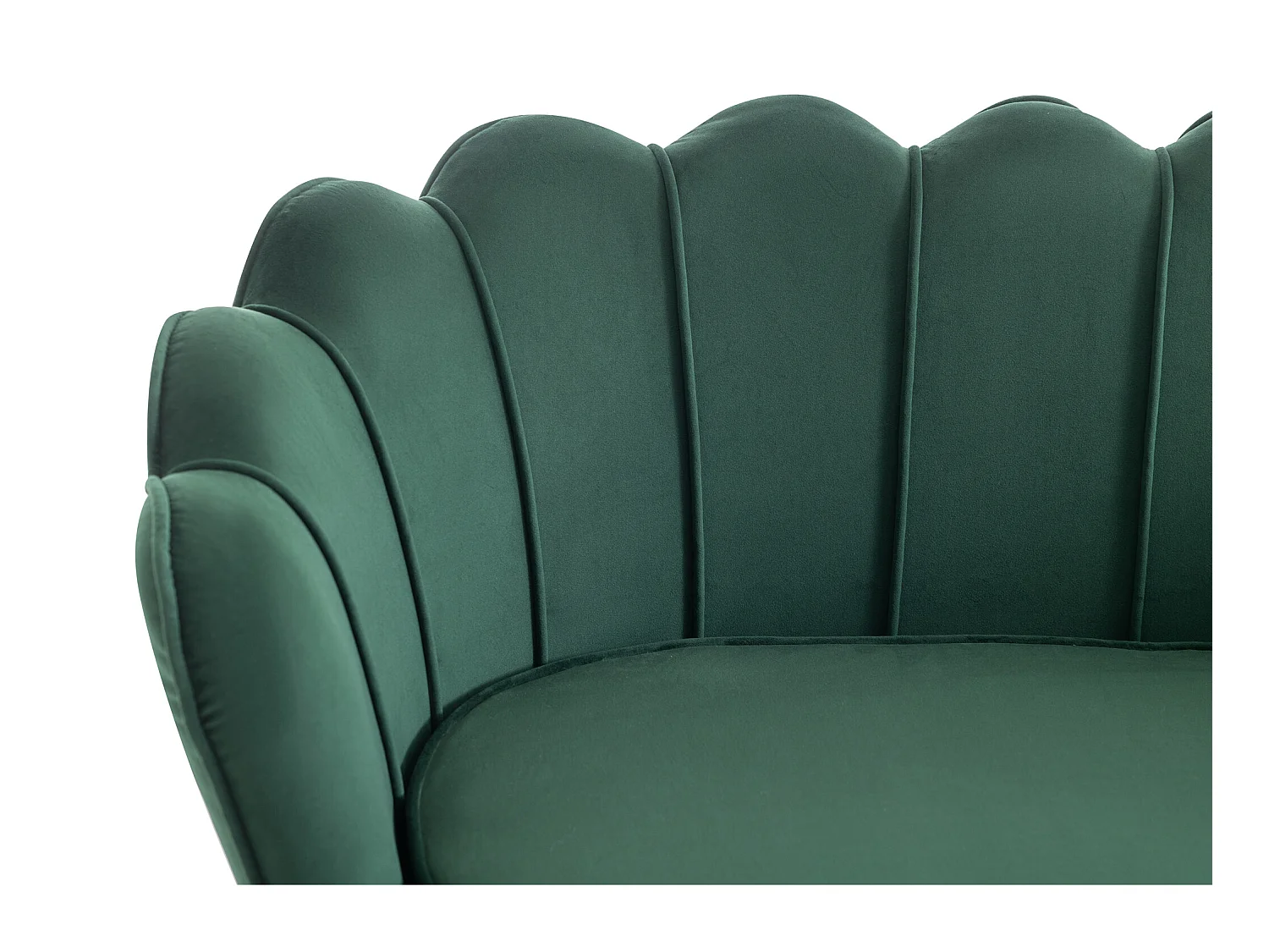 Canapé 2 places et fauteuil coquillage en velours vert sapin DANDELION de Pascal Morabito