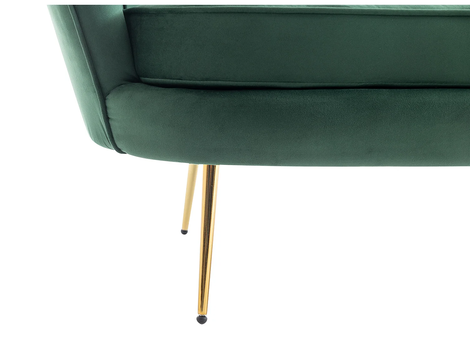 Zitbank 2 personen en fauteuil in schelpvorm in dennengroen fluweel DANDELION