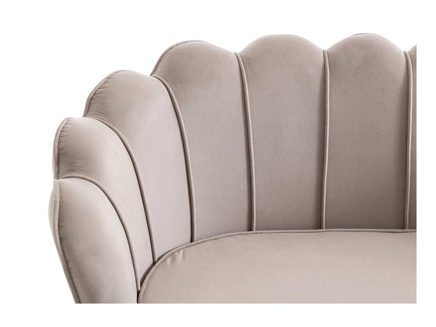 Zitbank 2 personen en fauteuil in schelpvorm in taupe fluweel DANDELION