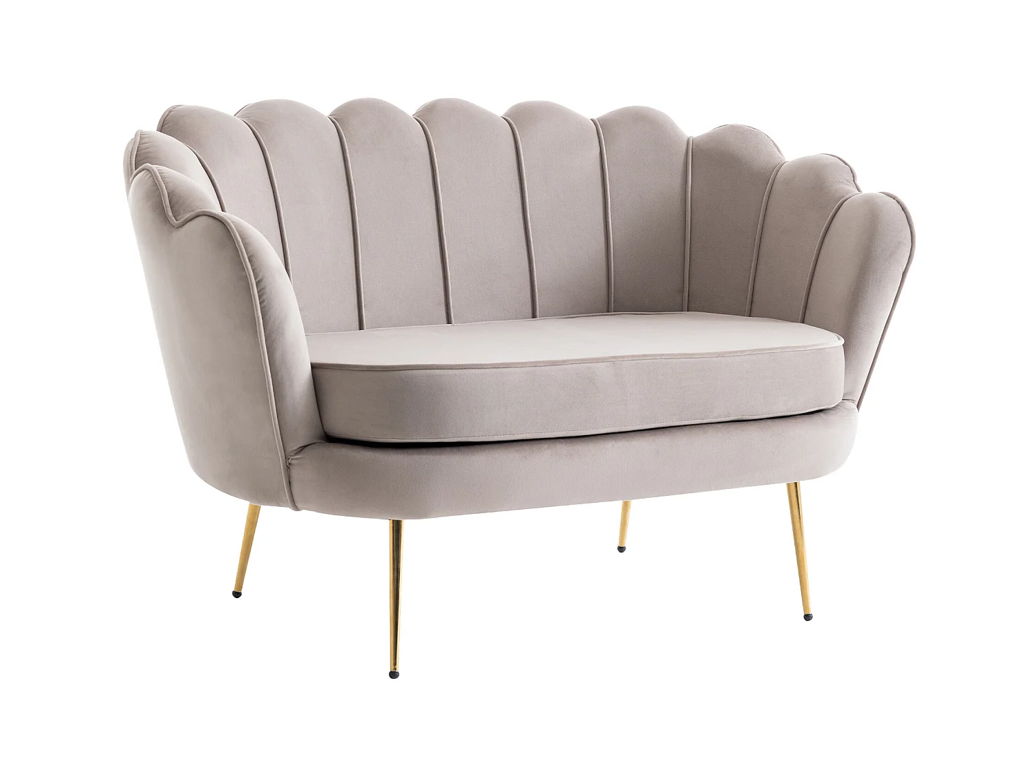 Zitbank 2 personen en fauteuil in schelpvorm in taupe fluweel DANDELION