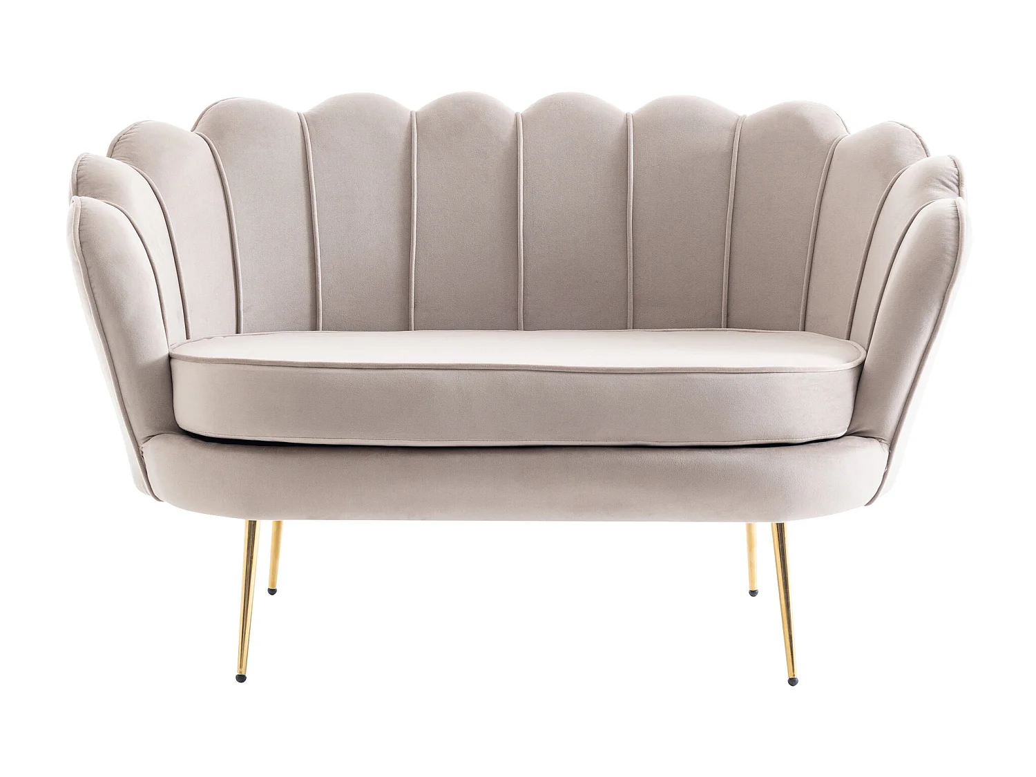 Zitbank 2 personen en fauteuil in schelpvorm in taupe fluweel DANDELION