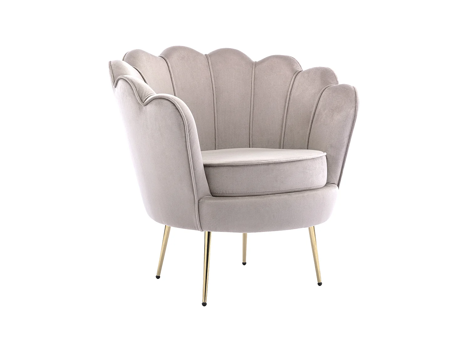 Zitbank 2 personen en fauteuil in schelpvorm in taupe fluweel DANDELION