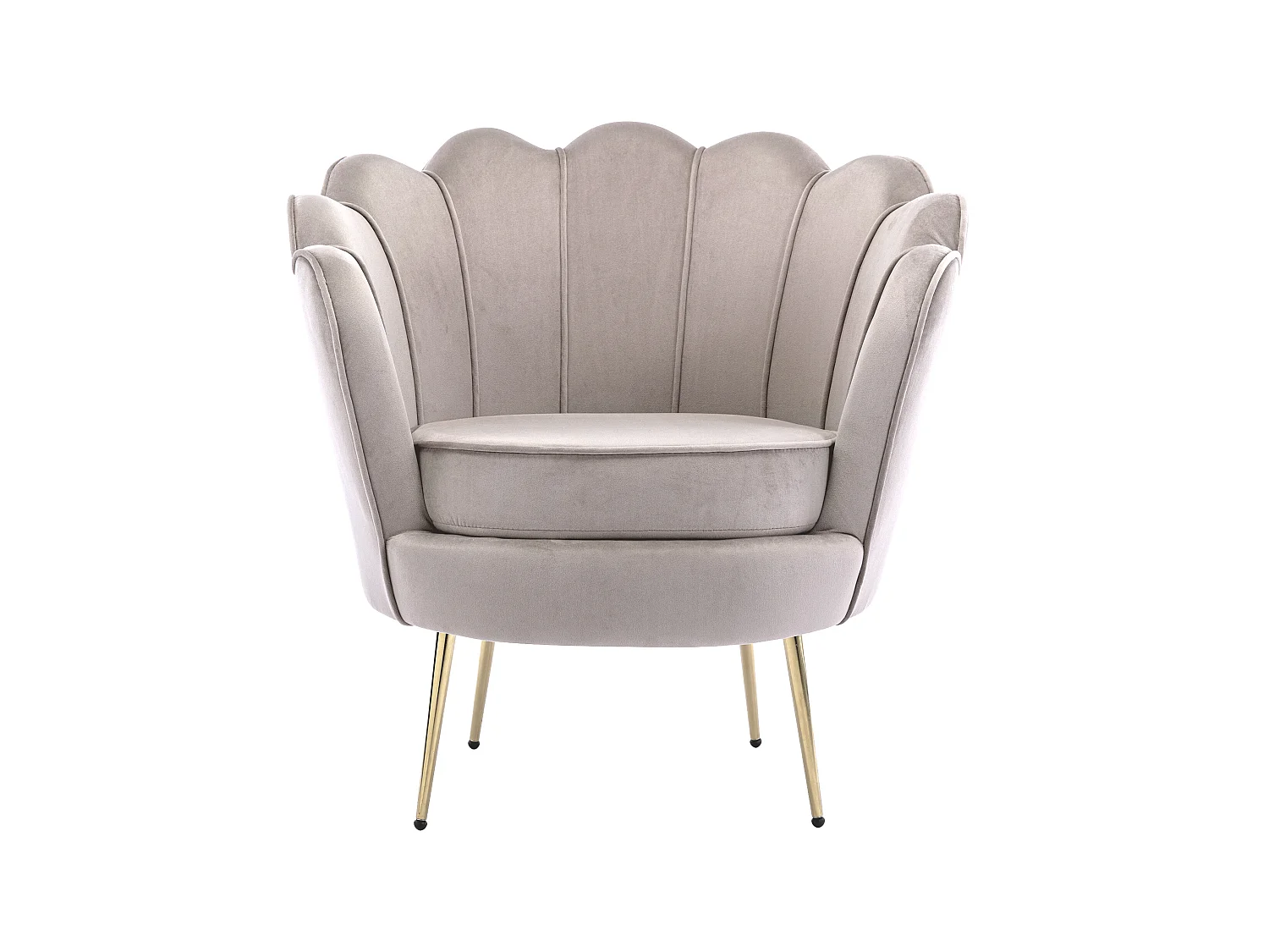 Zitbank 2 personen en fauteuil in schelpvorm in taupe fluweel DANDELION