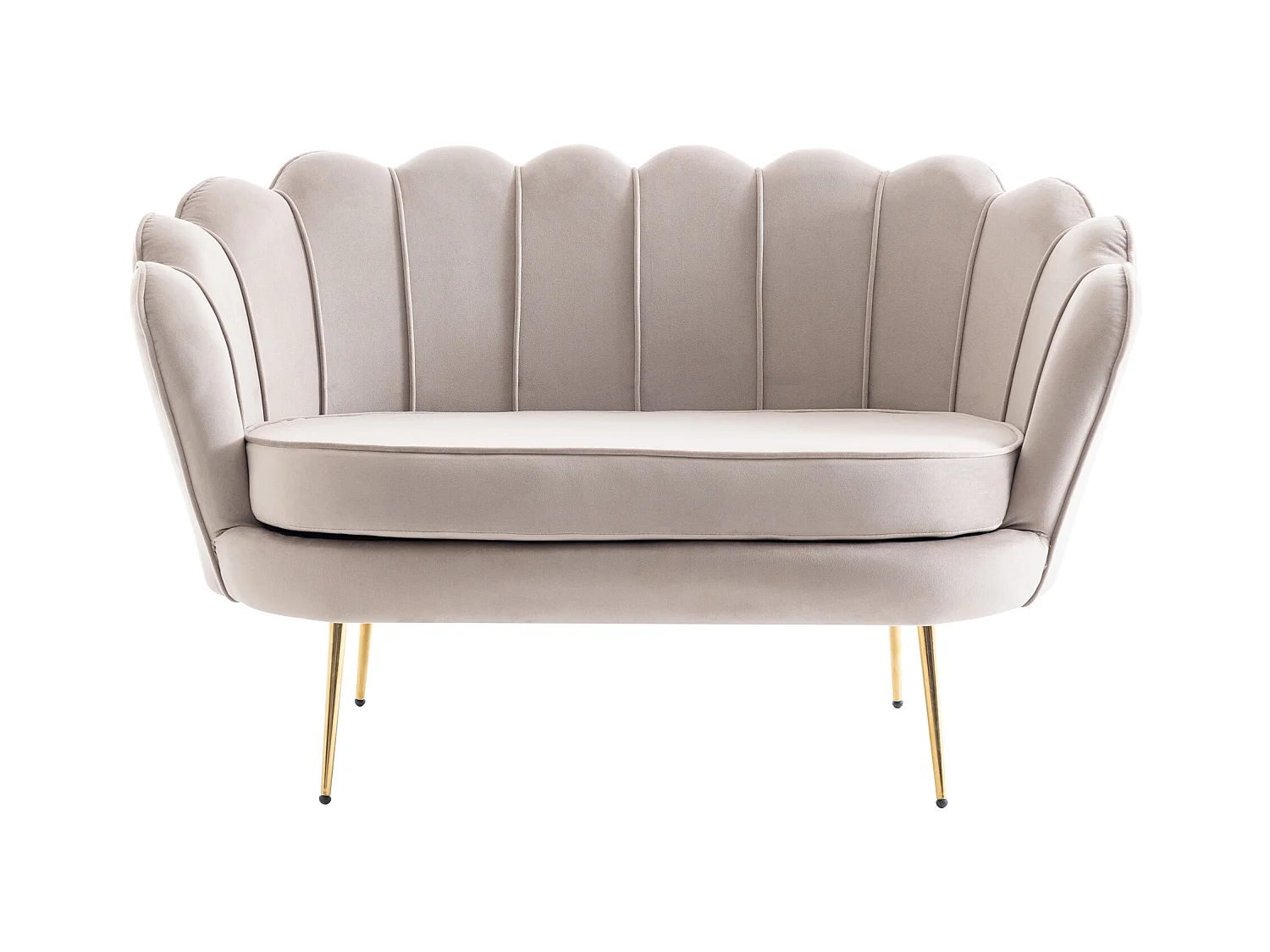 Couchgarnitur Muschel 2+1 - Samt - Graubraun - DANDELION