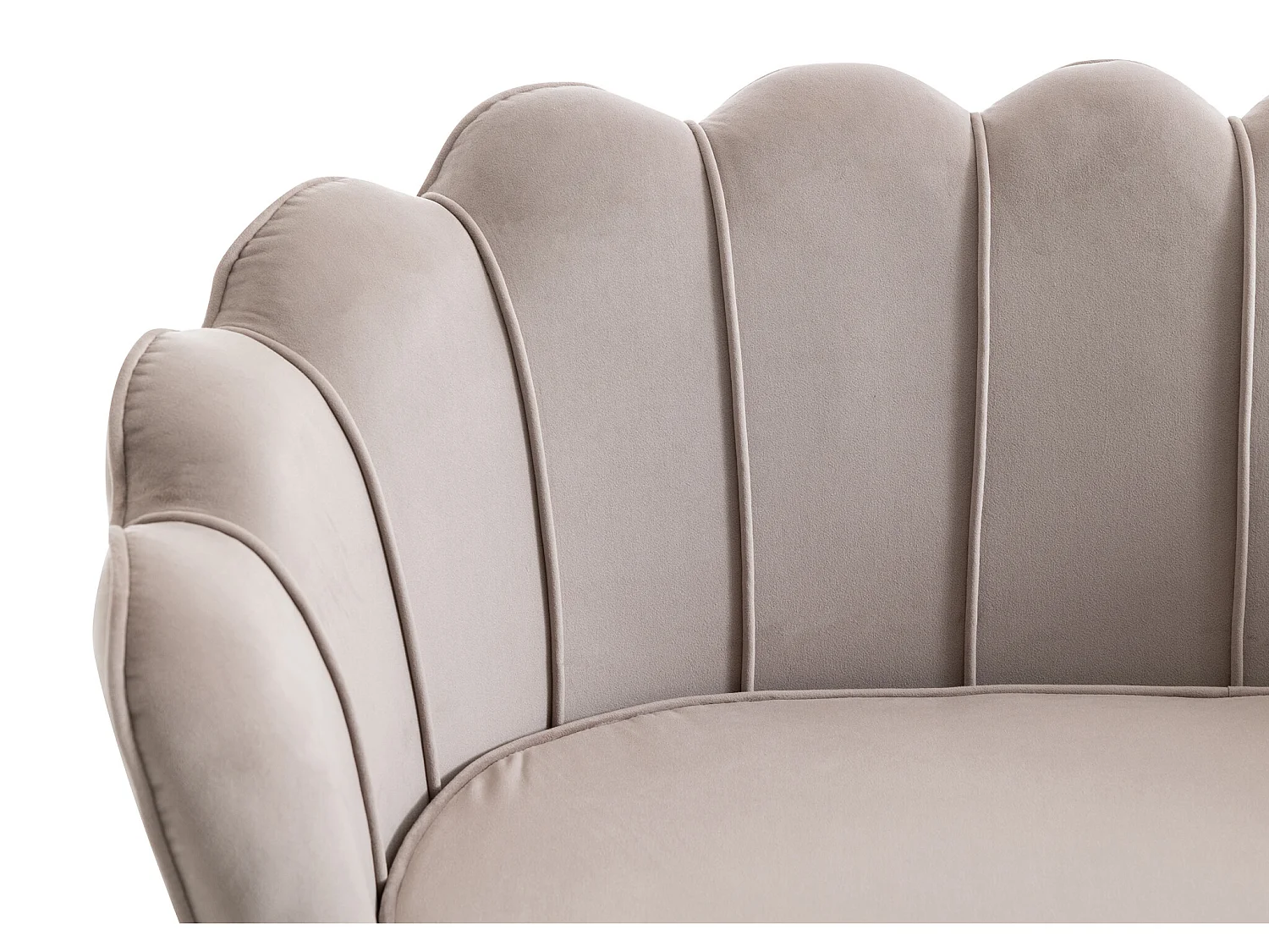 Canapé 2 places et fauteuil coquillage en velours taupe DANDELION de Pascal Morabito