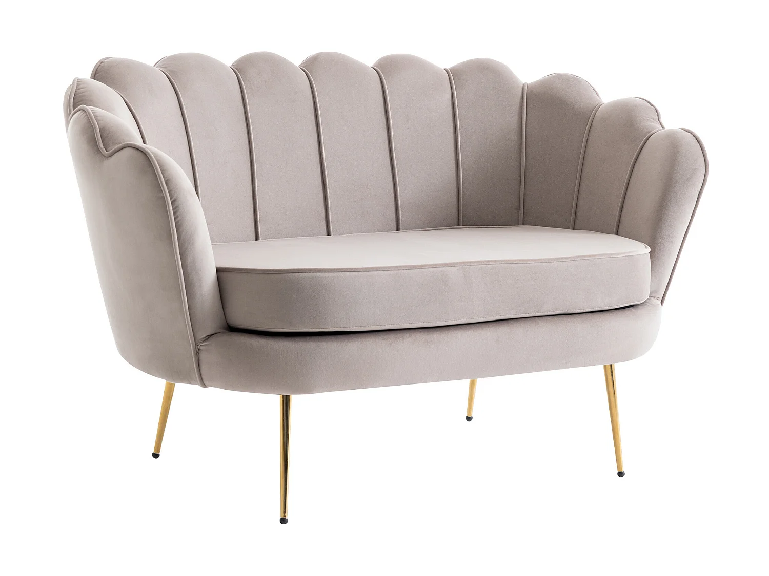 Canapé 2 places et fauteuil coquillage en velours taupe DANDELION de Pascal Morabito