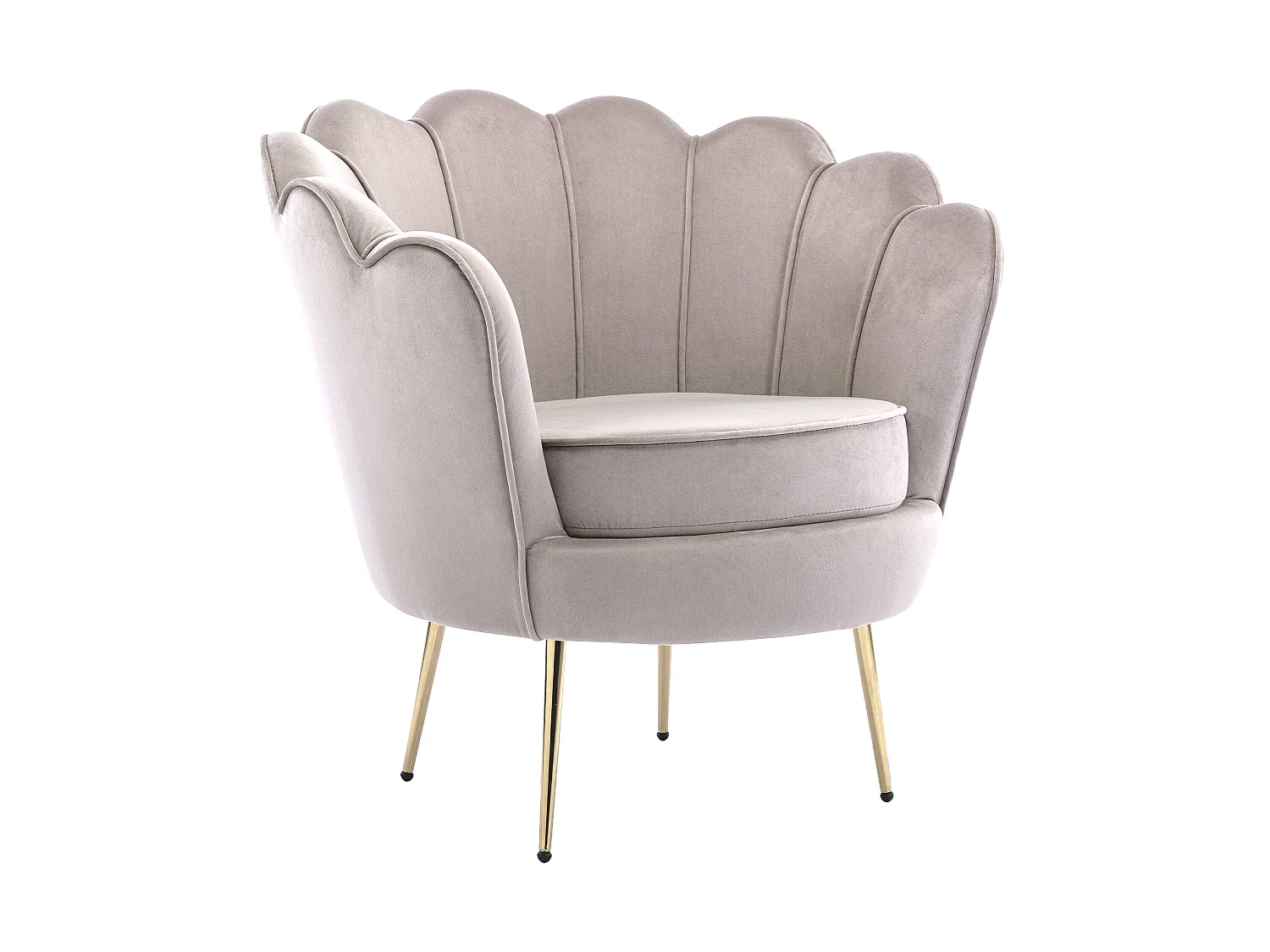 Canapé 2 places et fauteuil coquillage en velours taupe DANDELION de Pascal Morabito