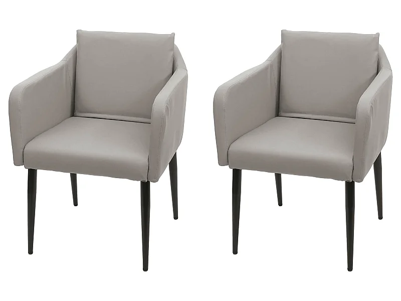 Set 2x poltrone sedie pranzo soggiorno Lounge MCW-H93 ~ ecopelle beige tortora