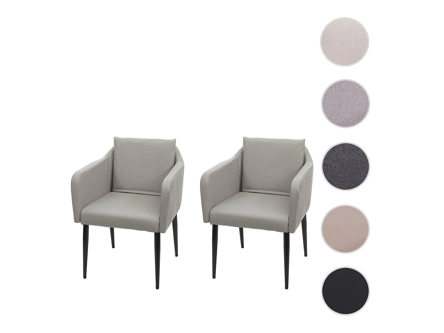 Silla de comedor MCW-H93 (set de 2),  polipiel gris topo