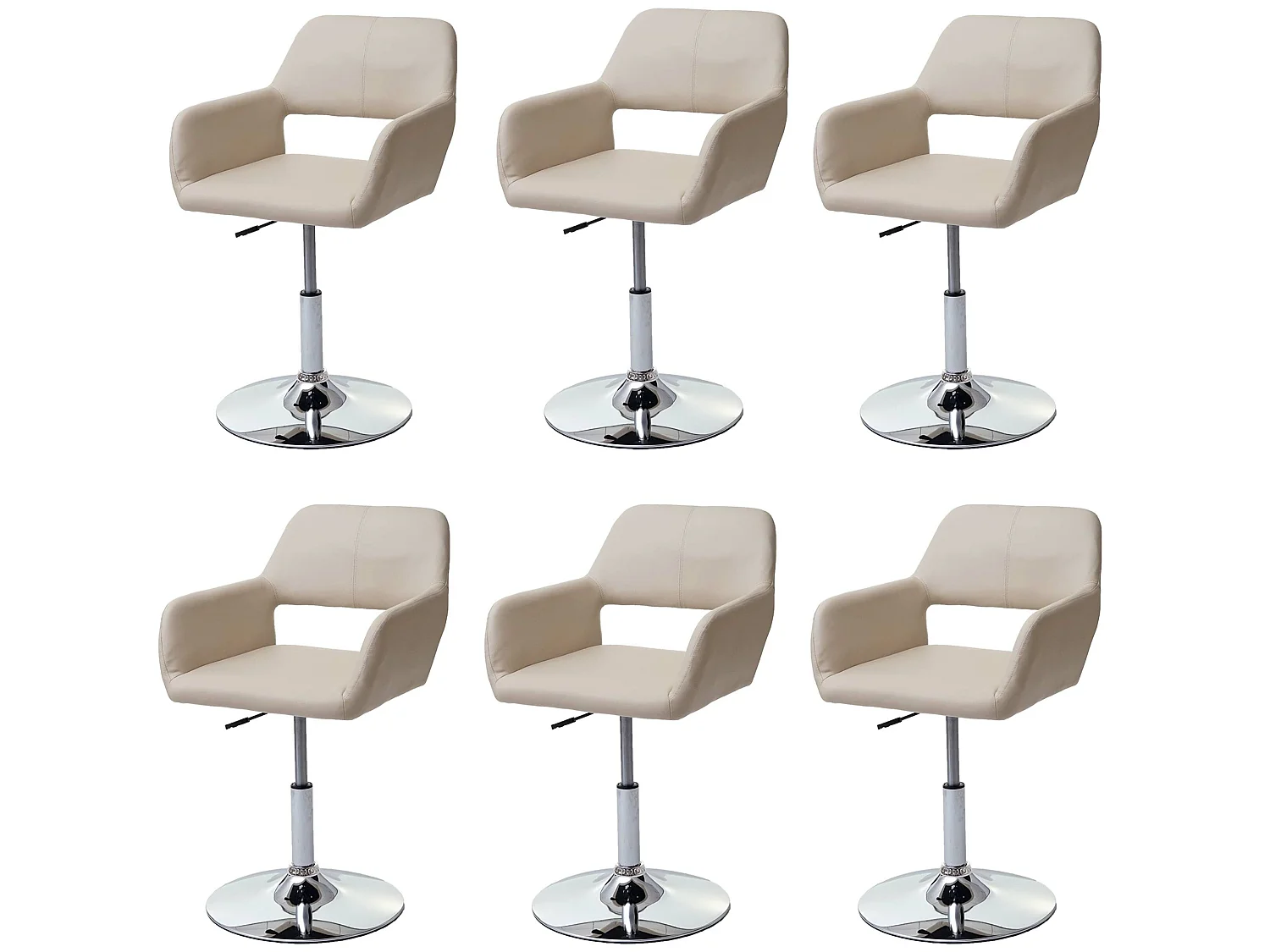 Esszimmerstuhl MCW-A50 III (6er-Set), Creme, Chromfuß