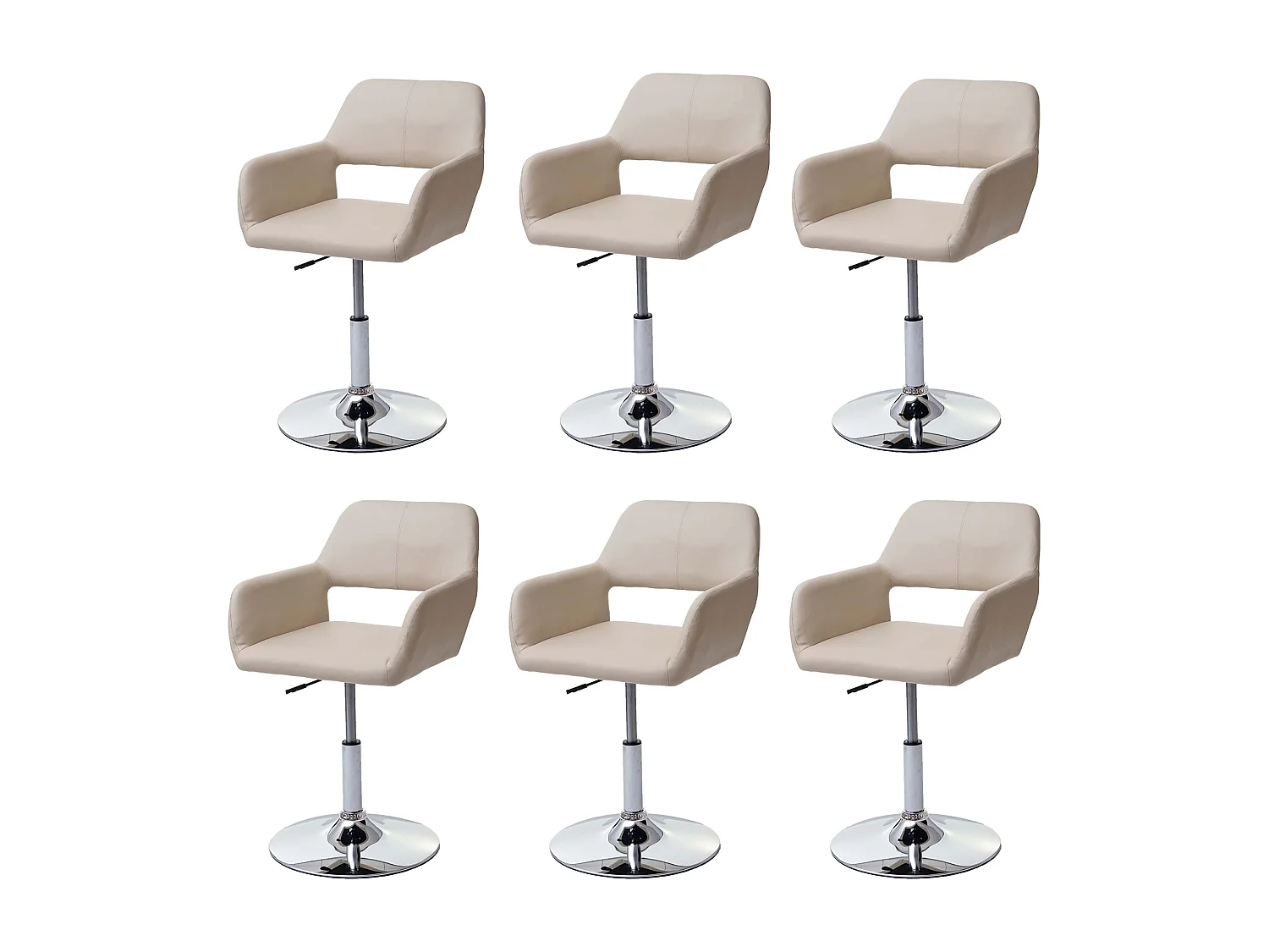 Esszimmerstuhl MCW-A50 III (6er-Set), Creme, Chromfuß