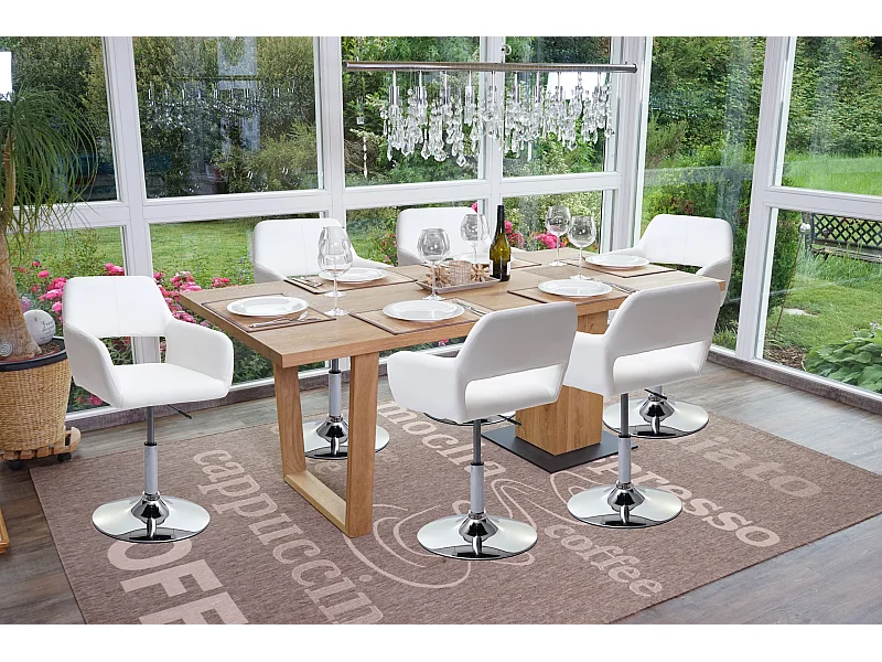 Chaise de salle à manger MCW-A50 III (lot de 6),  blanc, pied chromé