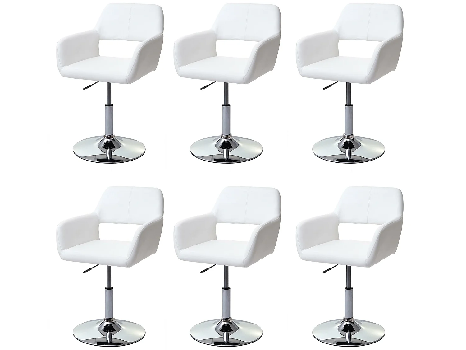 Chaise de salle à manger MCW-A50 III (lot de 6),  blanc, pied chromé