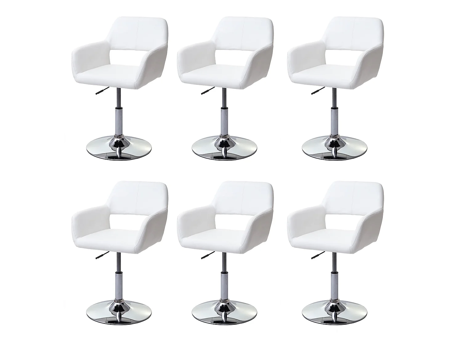 Krzesło do jadalni MCW-A50 III (zestaw 6 sztuk),  biały, chromowana podstawa