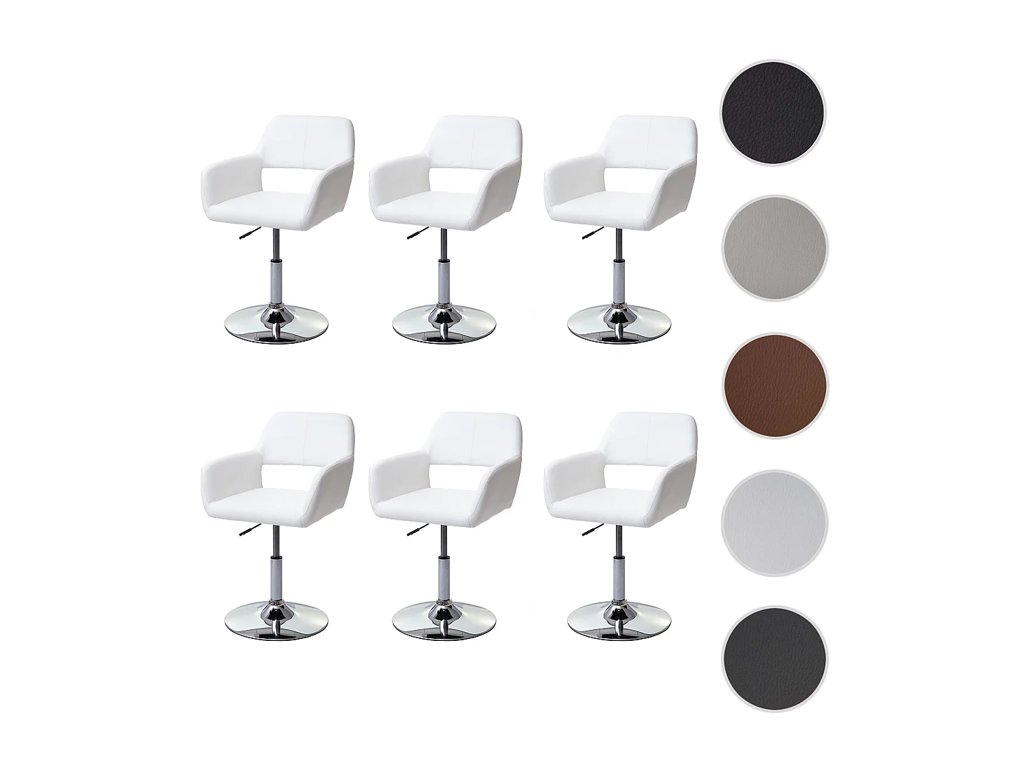 Krzesło do jadalni MCW-A50 III (zestaw 6 sztuk),  biały, chromowana podstawa