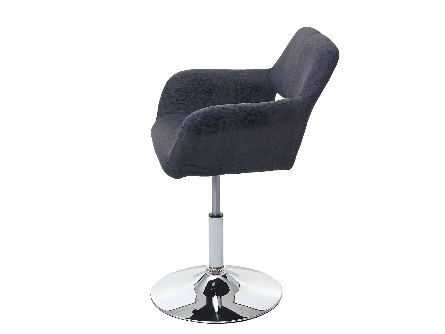 Sedia sala da pranzo MCW-A50 III design retro metallo cromato tessuto grigio scuro