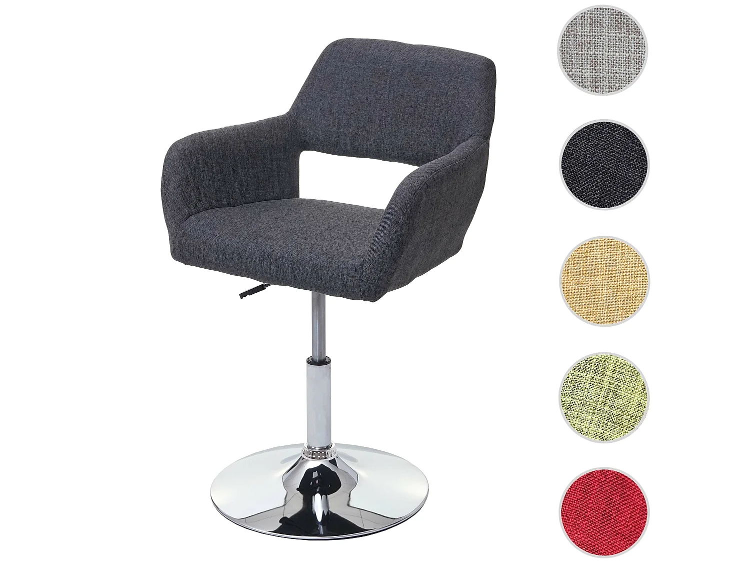 Sedia sala da pranzo MCW-A50 III design retro metallo cromato tessuto grigio scuro