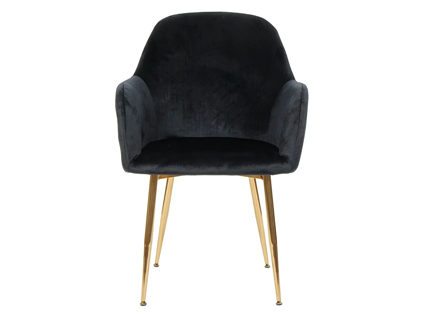 Silla de comedor MCW-F18 (juego de 6),  terciopelo negro, patas doradas