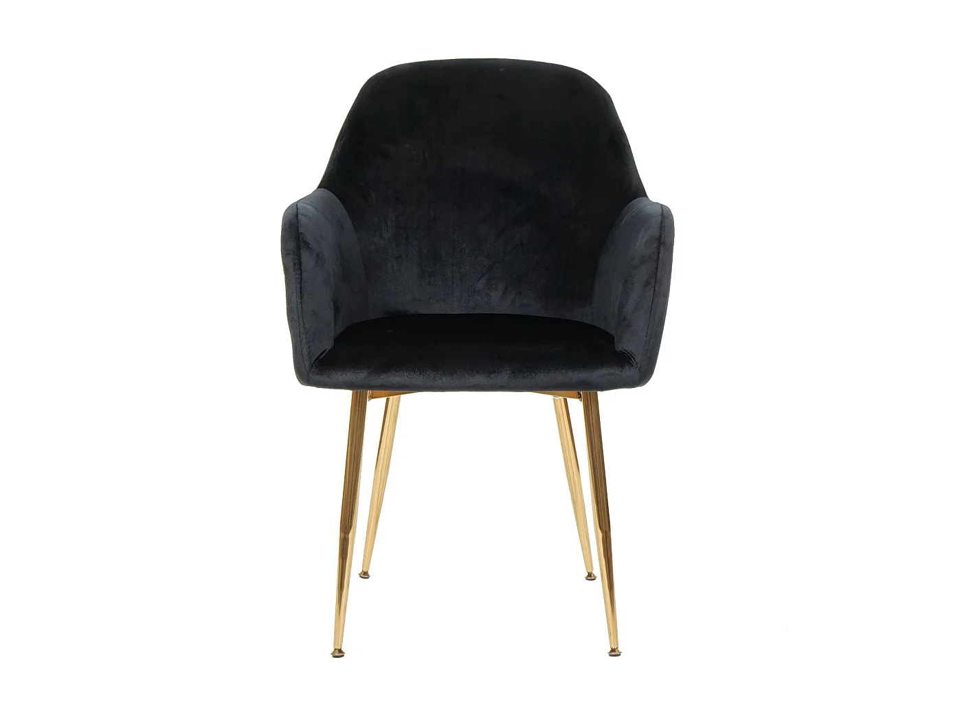 Eetkamerstoel MCW-F18 (set van 6),  fluweelzwart, gouden poten