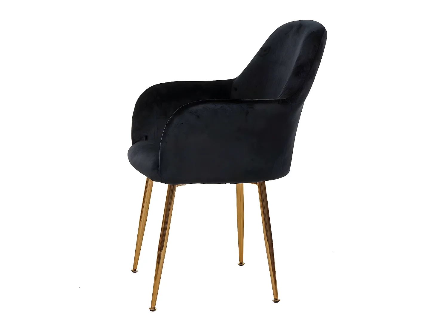 Eetkamerstoel MCW-F18 (set van 6),  fluweelzwart, gouden poten