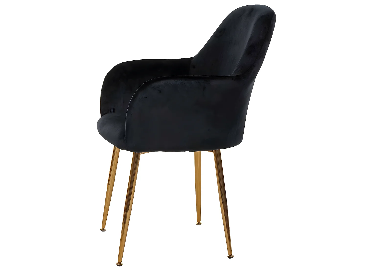 Chaise de salle à manger MCW-F18 (lot de 6),  velours noir, pieds dorés