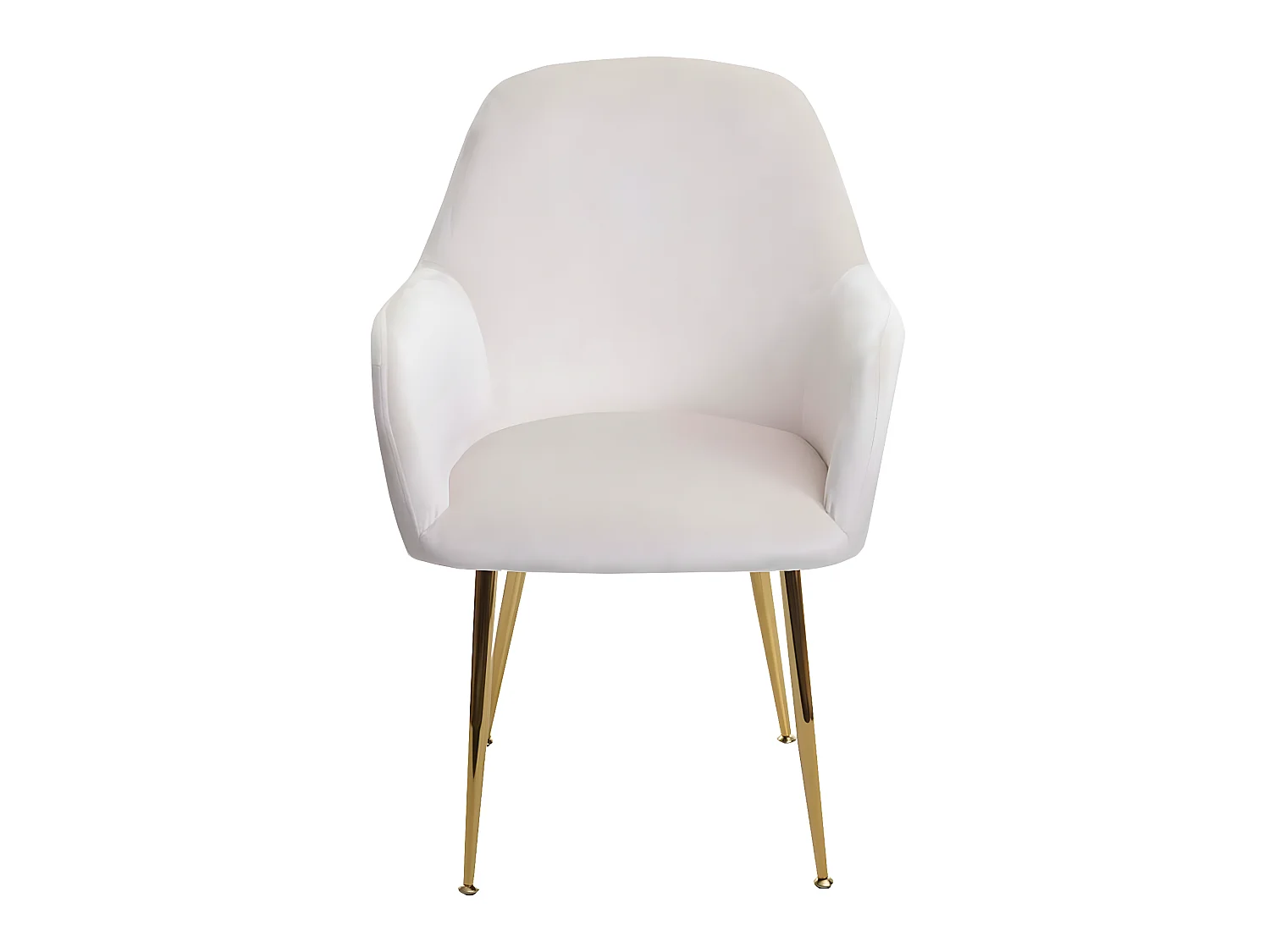 Chaise de salle à manger MCW-F18 (lot de 6),  velours crème-blanc, pieds dorés